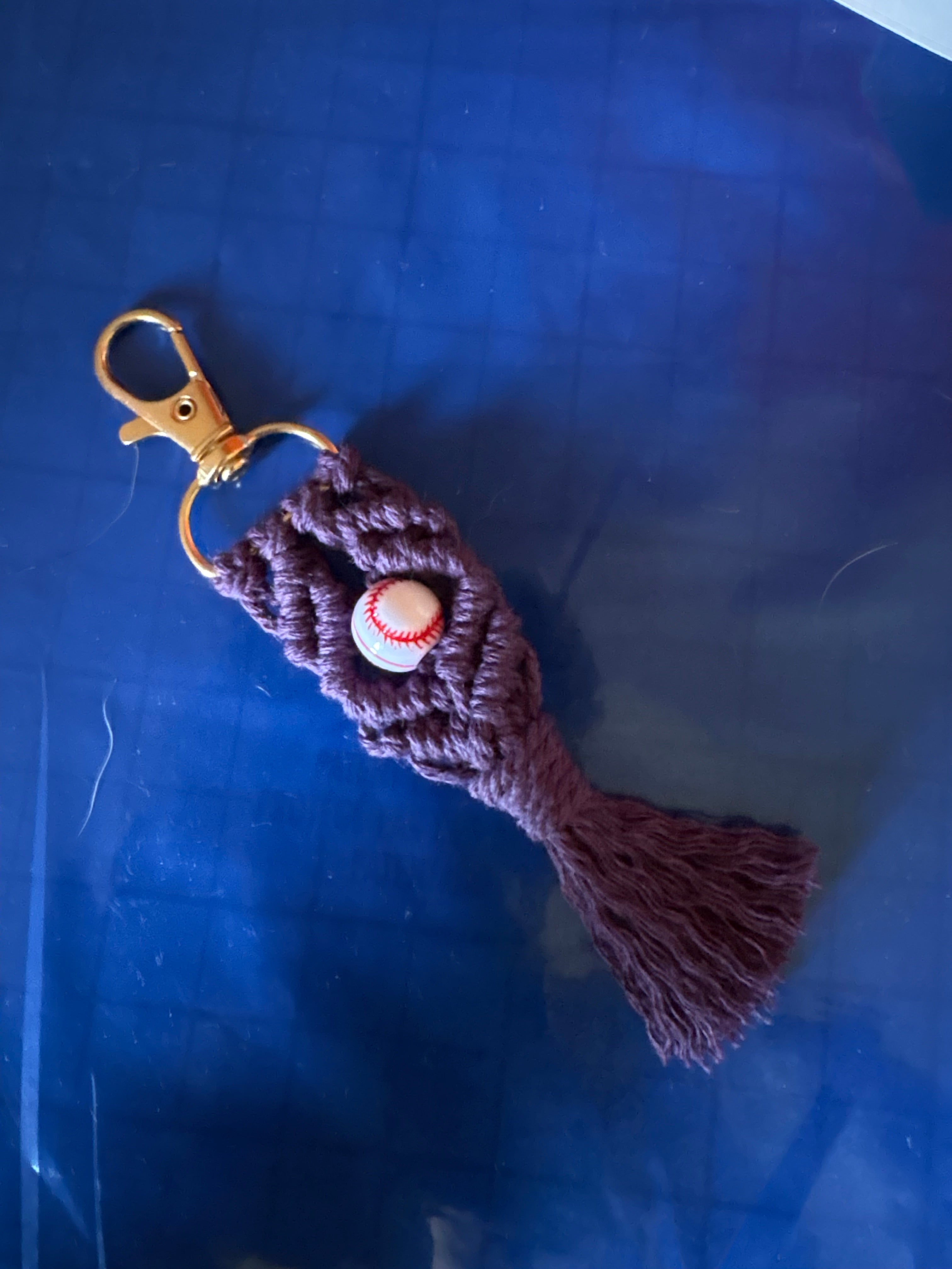 Macrame Baseball Keychain